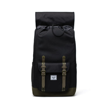 Siyah - Koyu Yeşil Herschel Little America Su İtici Kumaş Sırt Çantası, 16" Laptop Uyumlu, 30 L