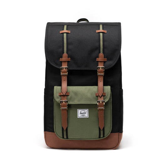 Siyah - Canlı Yeşil - Taba Herschel Little America Su İtici Kumaş Sırt Çantası, 16" Laptop Uyumlu, 30 L