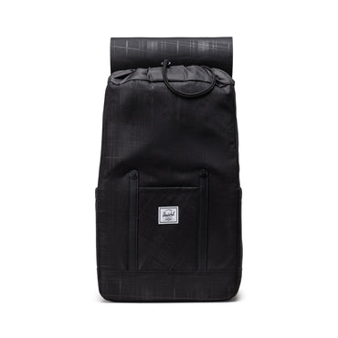 Siyah Gofre Ekose Herschel Retreat Su İtici Kumaş 16" Laptop Uyumlu Mıknatıslı Kapama Sırt Çantası, 23 L