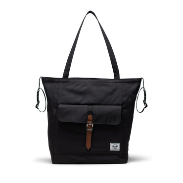 Siyah Herschel Retreat Tote Omuz Çantası Diaper Alt Açma Matlı Anne Bebek Omuz Çantası, 14" Laptop Uyumlu, 18.5L