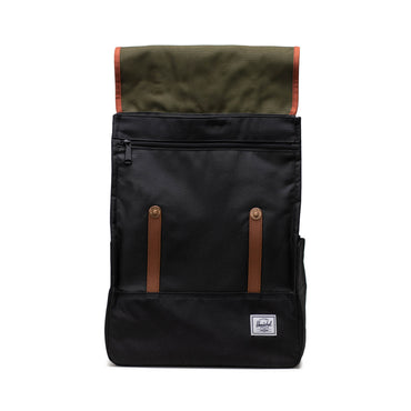 Siyah - Yeşil Herschel Survey Su İtici Kumaş Sırt Çantası, 16" Laptop Uyumlu, 20 L