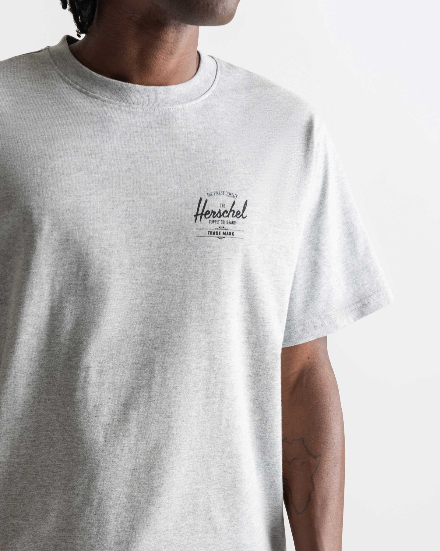 Açık Gri Melanj - Siyah Herschel Basic Erkek TShirt