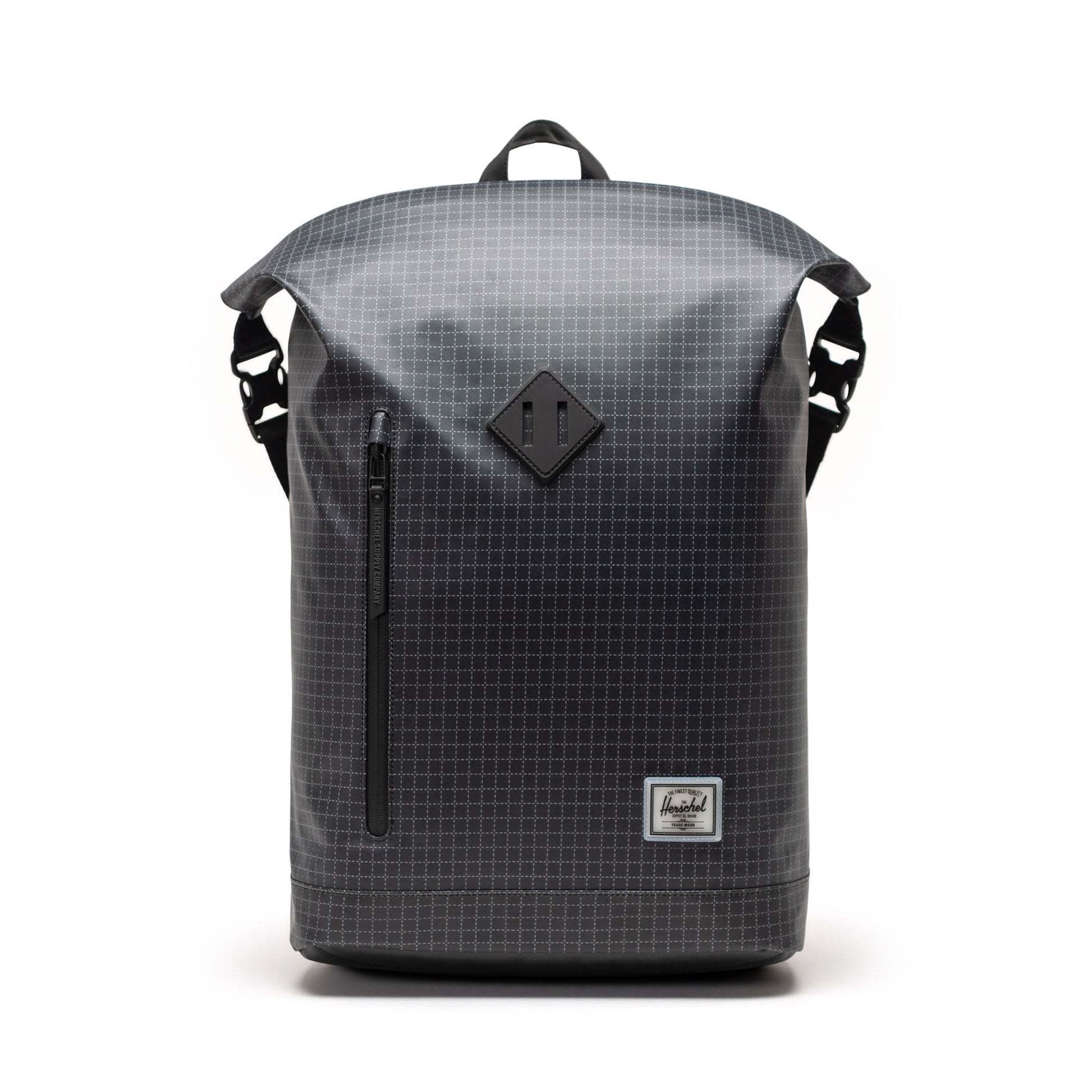 Grid Siyah Herschel Roll Top Üstü Rulolu Sırt Çantası