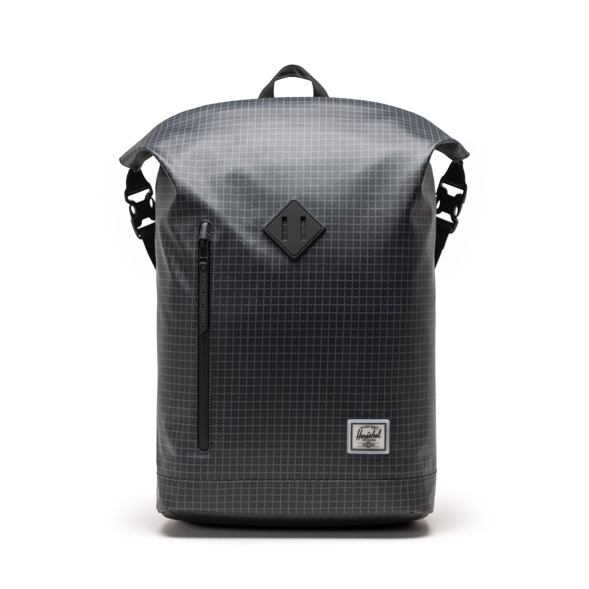 Grid Siyah Herschel Roll Top Üstü Rulolu Sırt Çantası