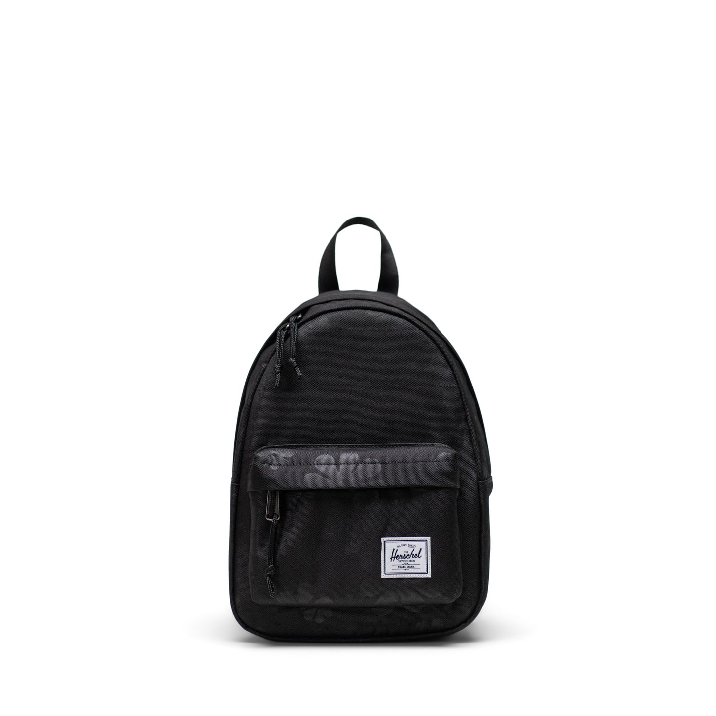 Çiçek Desenli Siyah Herschel Classic Mini Fermuarlı Sırt Çantası