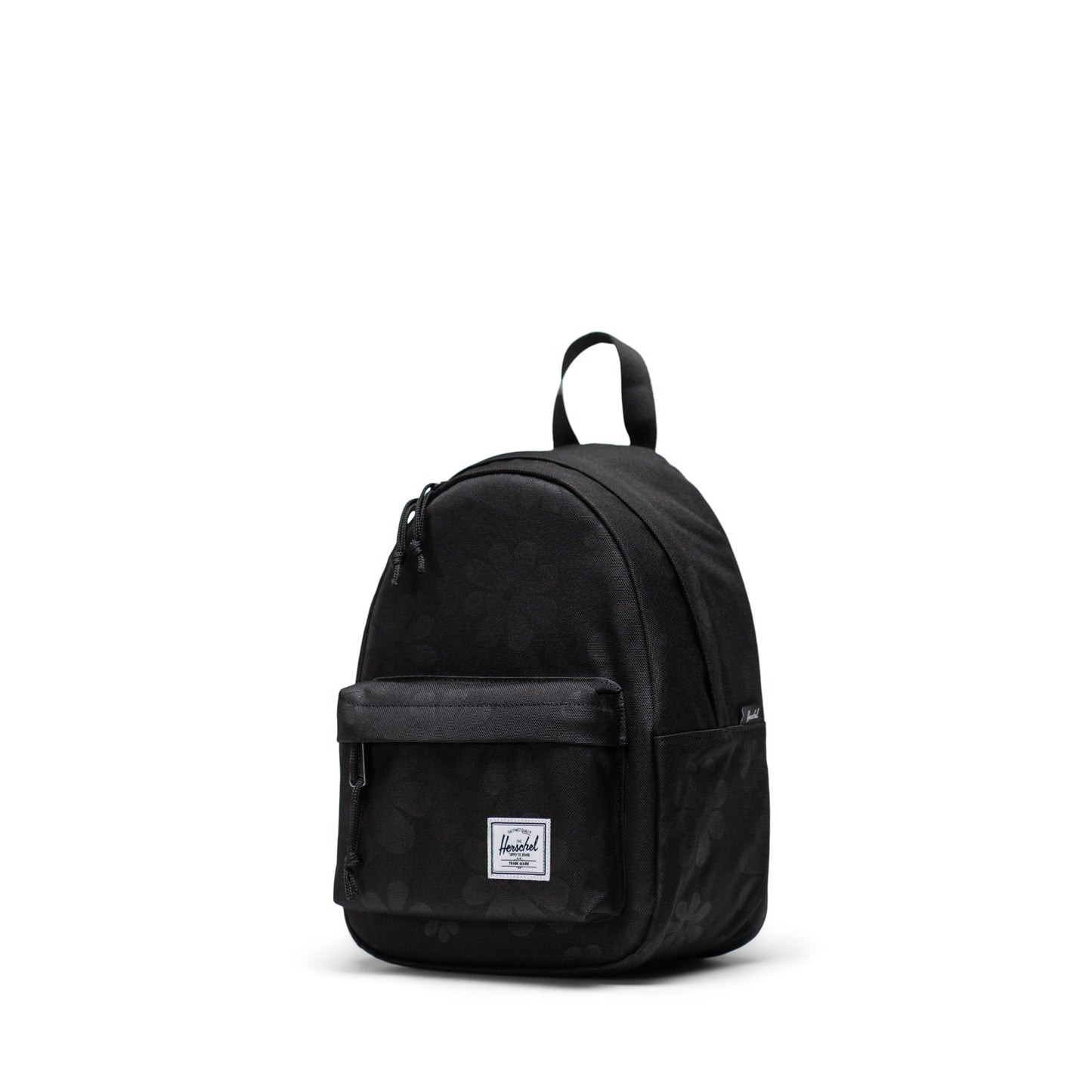 Çiçek Desenli Siyah Herschel Classic Mini Fermuarlı Sırt Çantası