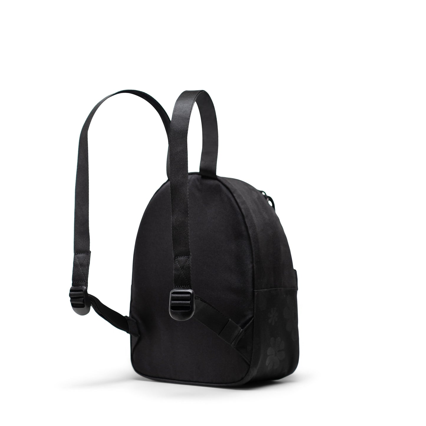 Çiçek Desenli Siyah Herschel Classic Mini Fermuarlı Sırt Çantası