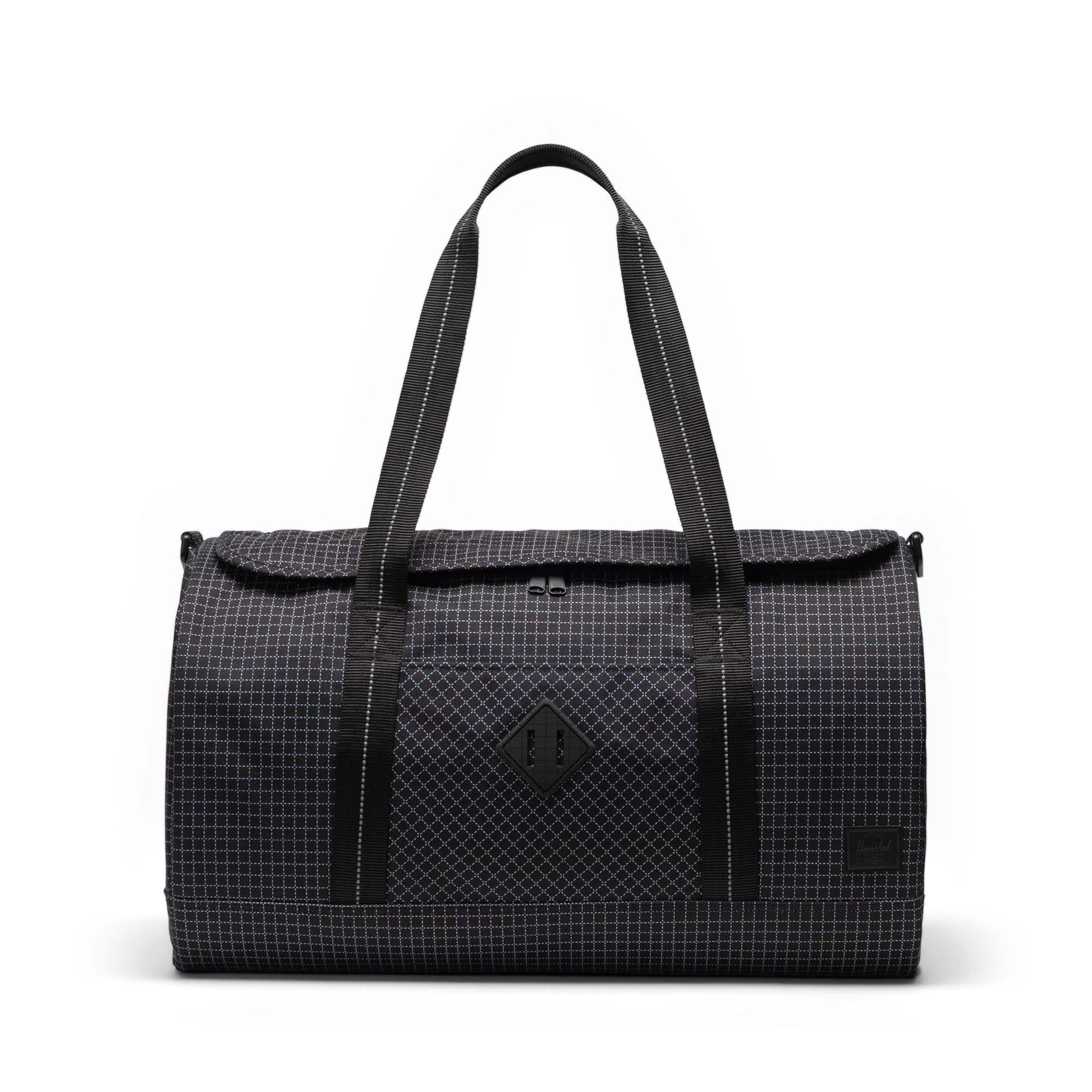 Grid Siyah Herschel Heritage Duffle Su İtici Kumaş Seyahat ve Spor Çantası, 40 L