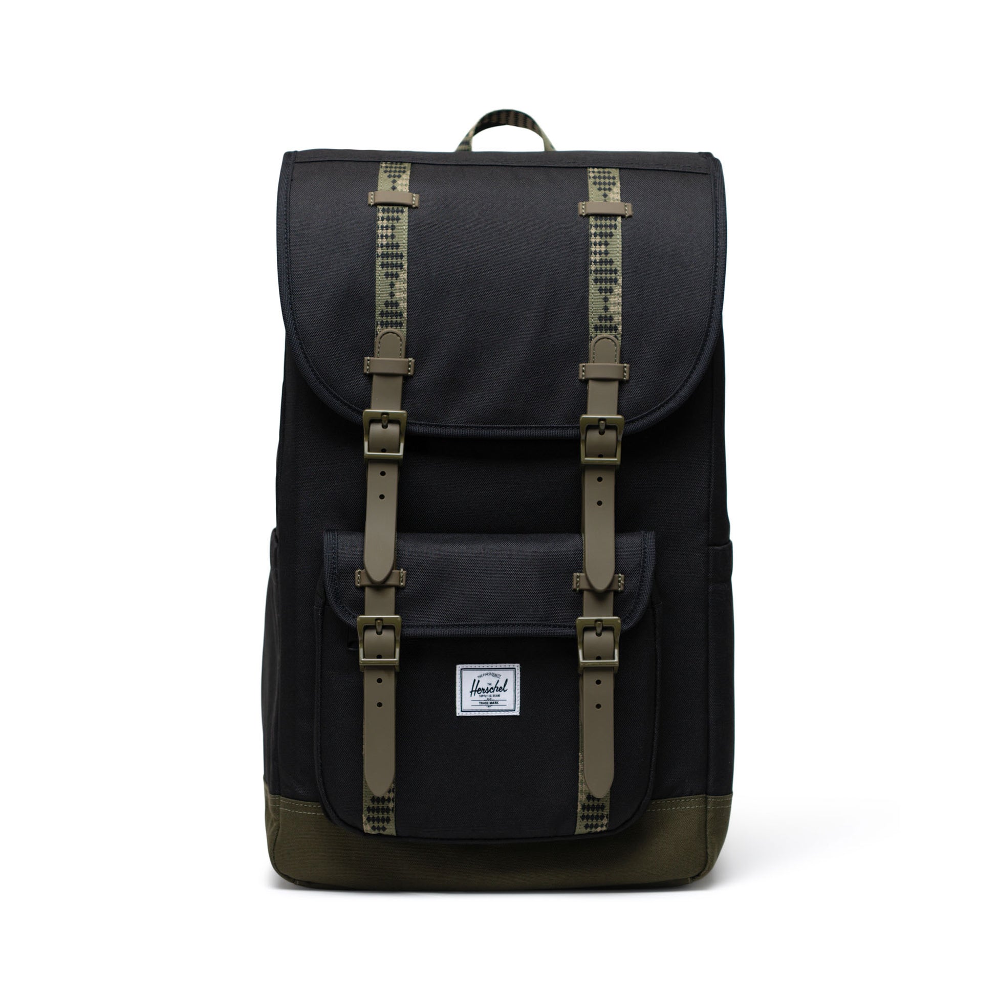 Siyah - Koyu Yeşil Herschel Little America Su İtici Kumaş Sırt Çantası, 16" Laptop Uyumlu, 30 L