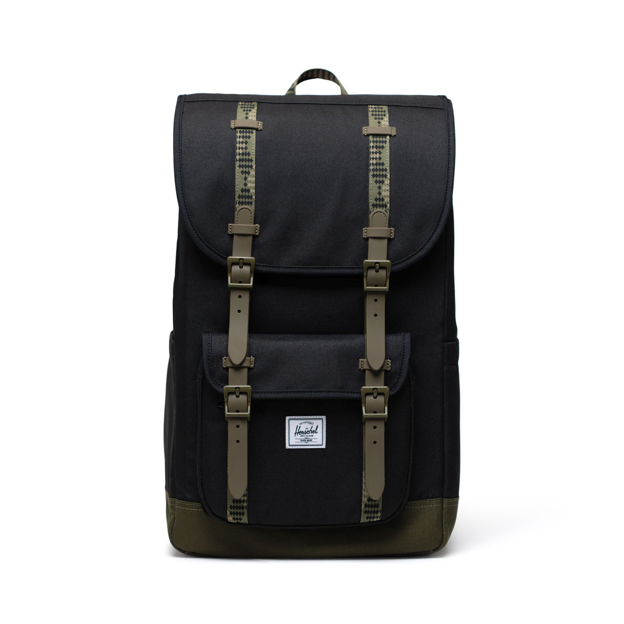 Siyah - Koyu Yeşil Herschel Little America Su İtici Kumaş Sırt Çantası, 16" Laptop Uyumlu, 30 L