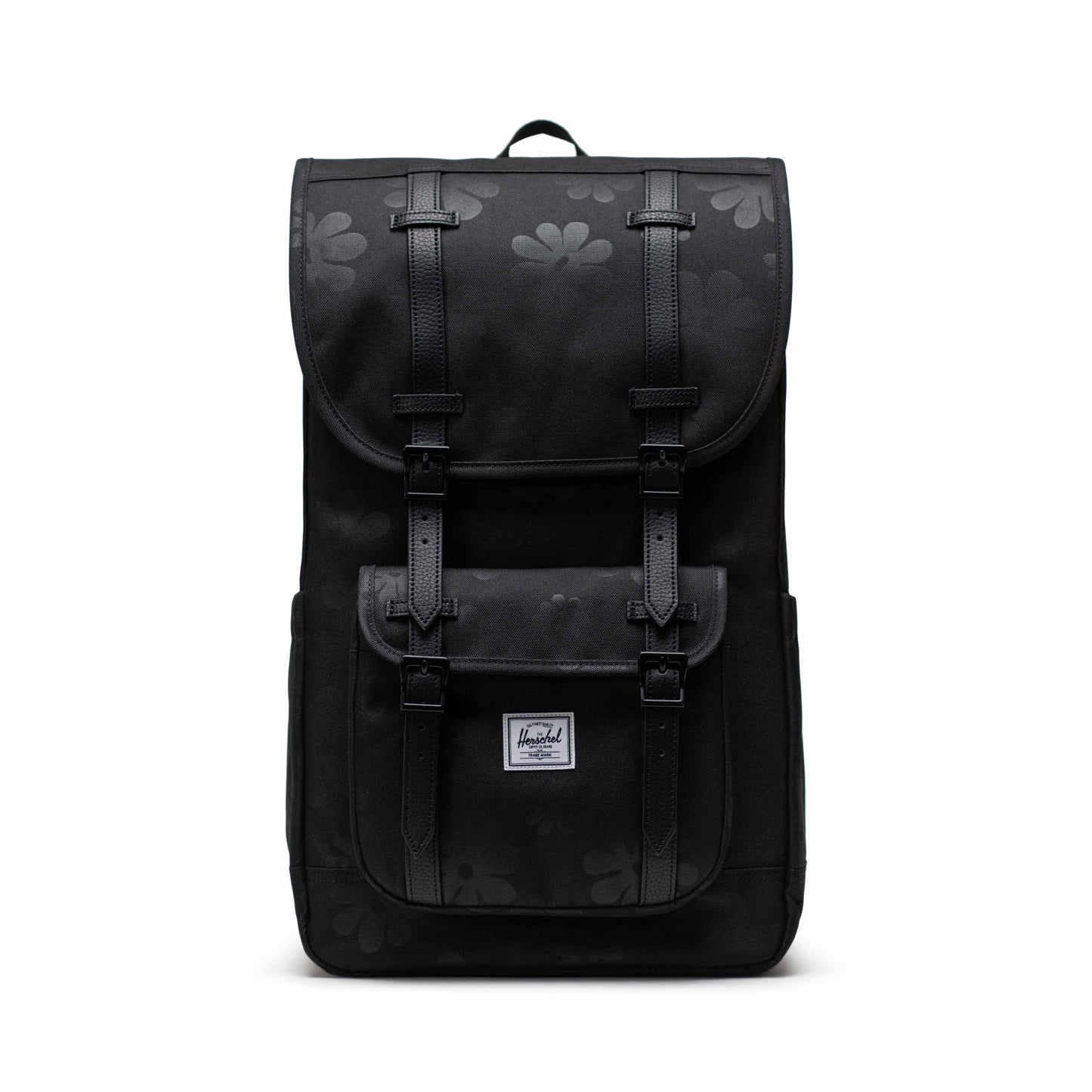 Çiçek Desenli Siyah Herschel Little America Su İtici Kumaş Sırt Çantası, 16" Laptop Uyumlu, 30 L