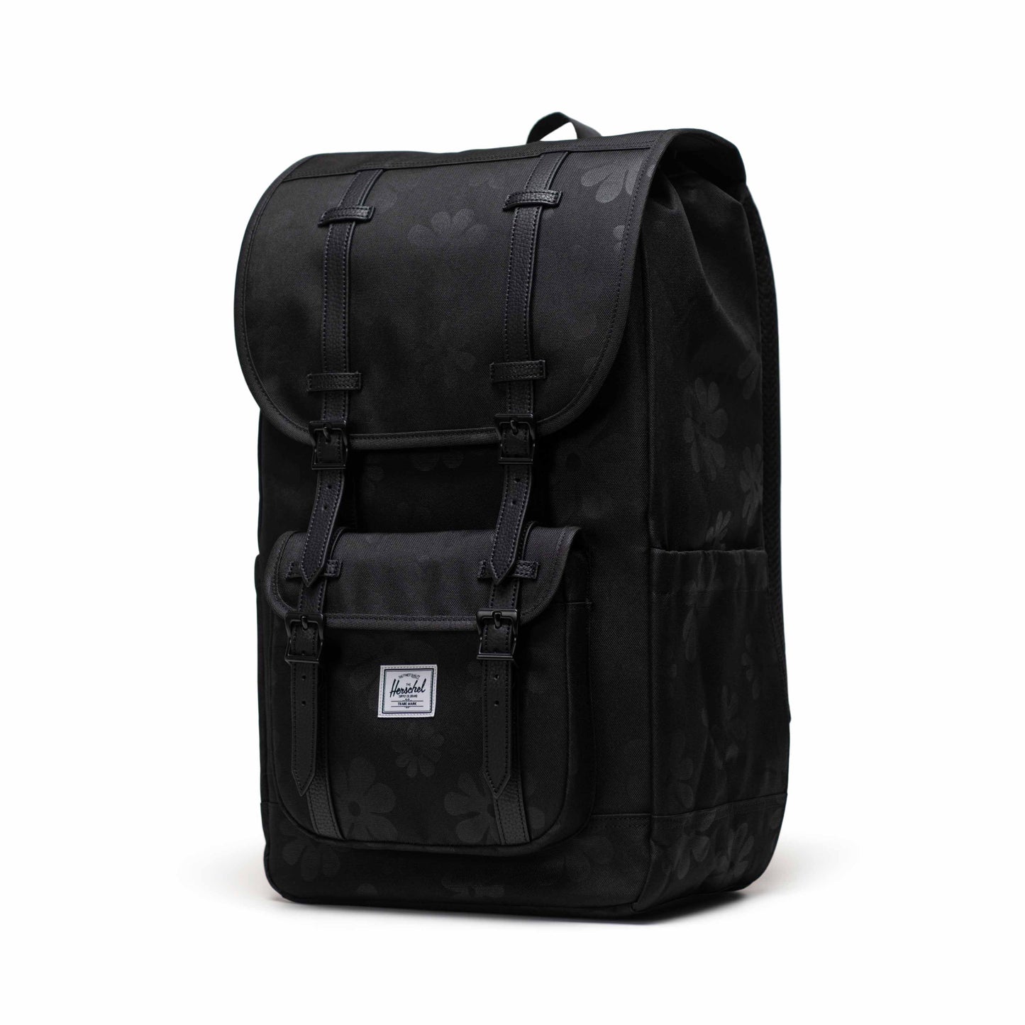 Çiçek Desenli Siyah Herschel Little America Su İtici Kumaş Sırt Çantası, 16" Laptop Uyumlu, 30 L