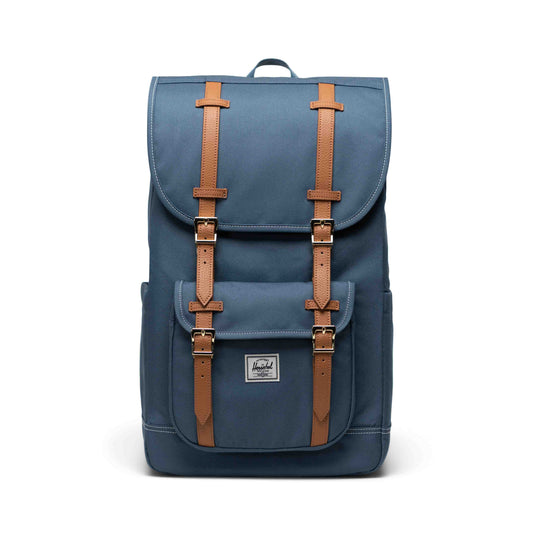 Dikişli Buğulu Mavi Herschel Little America Su İtici Kumaş Sırt Çantası, 16" Laptop Uyumlu, 30 L