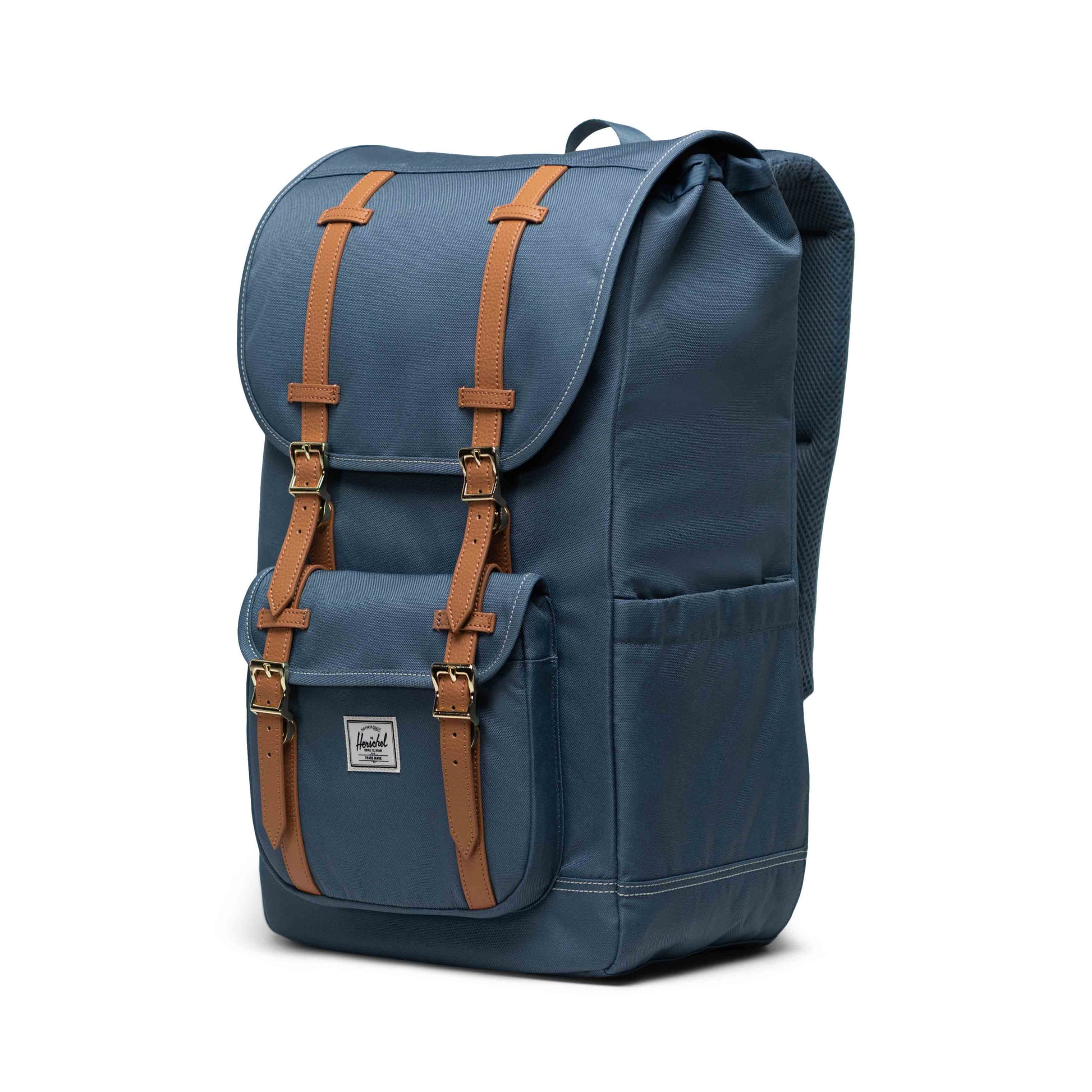 Dikişli Buğulu Mavi Herschel Little America Su İtici Kumaş Sırt Çantası, 16" Laptop Uyumlu, 30 L