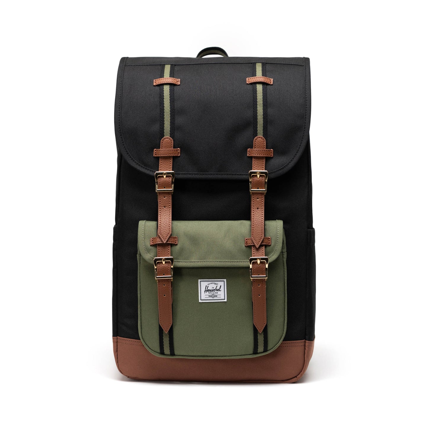 Siyah - Canlı Yeşil - Taba Herschel Little America Su İtici Kumaş Sırt Çantası, 16" Laptop Uyumlu, 30 L