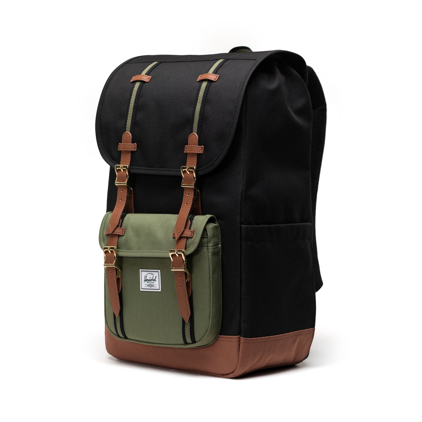 Siyah - Canlı Yeşil - Taba Herschel Little America Su İtici Kumaş Sırt Çantası, 16" Laptop Uyumlu, 30 L