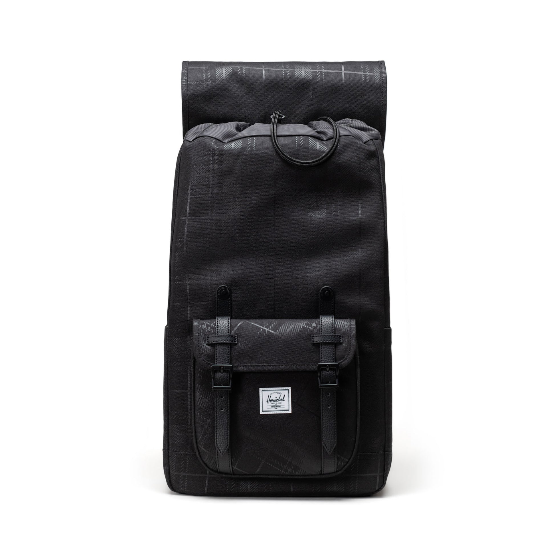Siyah Gofre Ekose Herschel Little America Su İtici Kumaş Sırt Çantası, 16" Laptop Uyumlu, 30 L