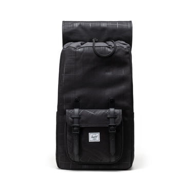 Siyah Gofre Ekose Herschel Little America Su İtici Kumaş Sırt Çantası, 16" Laptop Uyumlu, 30 L