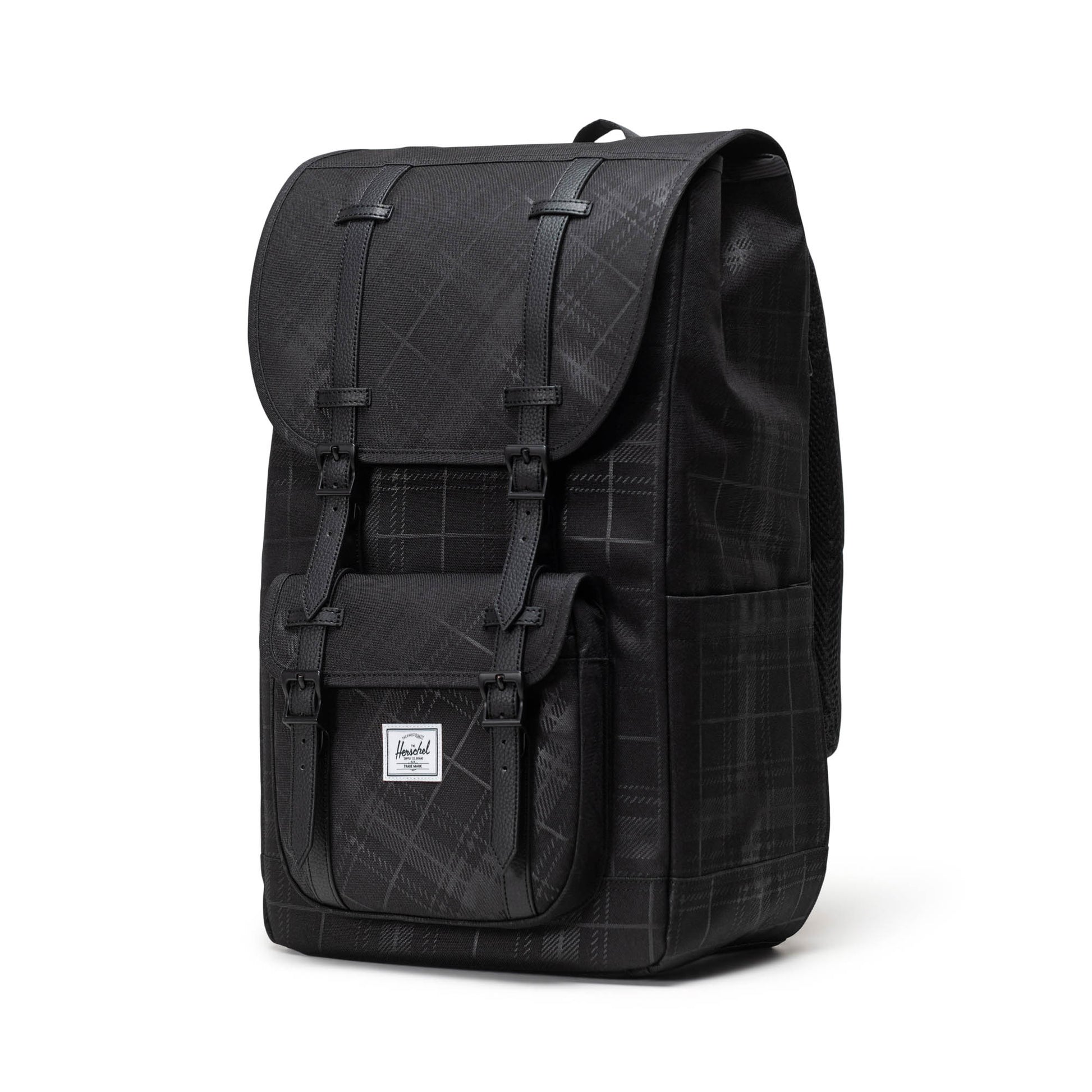 Siyah Gofre Ekose Herschel Little America Su İtici Kumaş Sırt Çantası, 16" Laptop Uyumlu, 30 L