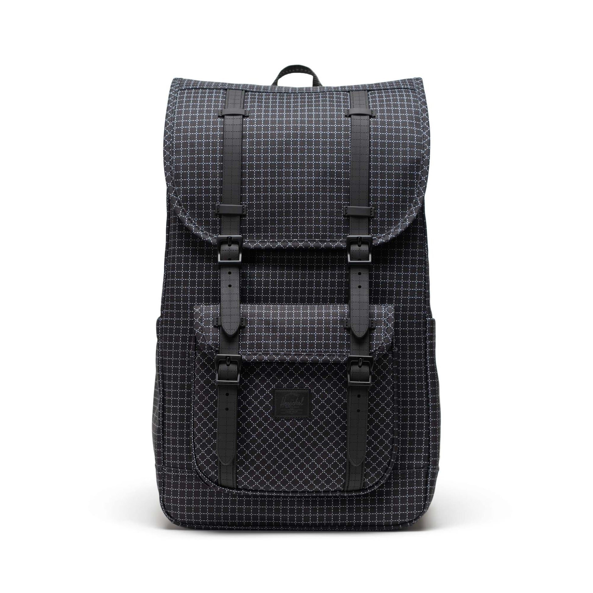 Grid Siyah Herschel Little America Su İtici Kumaş Sırt Çantası, 16" Laptop Uyumlu, 30 L