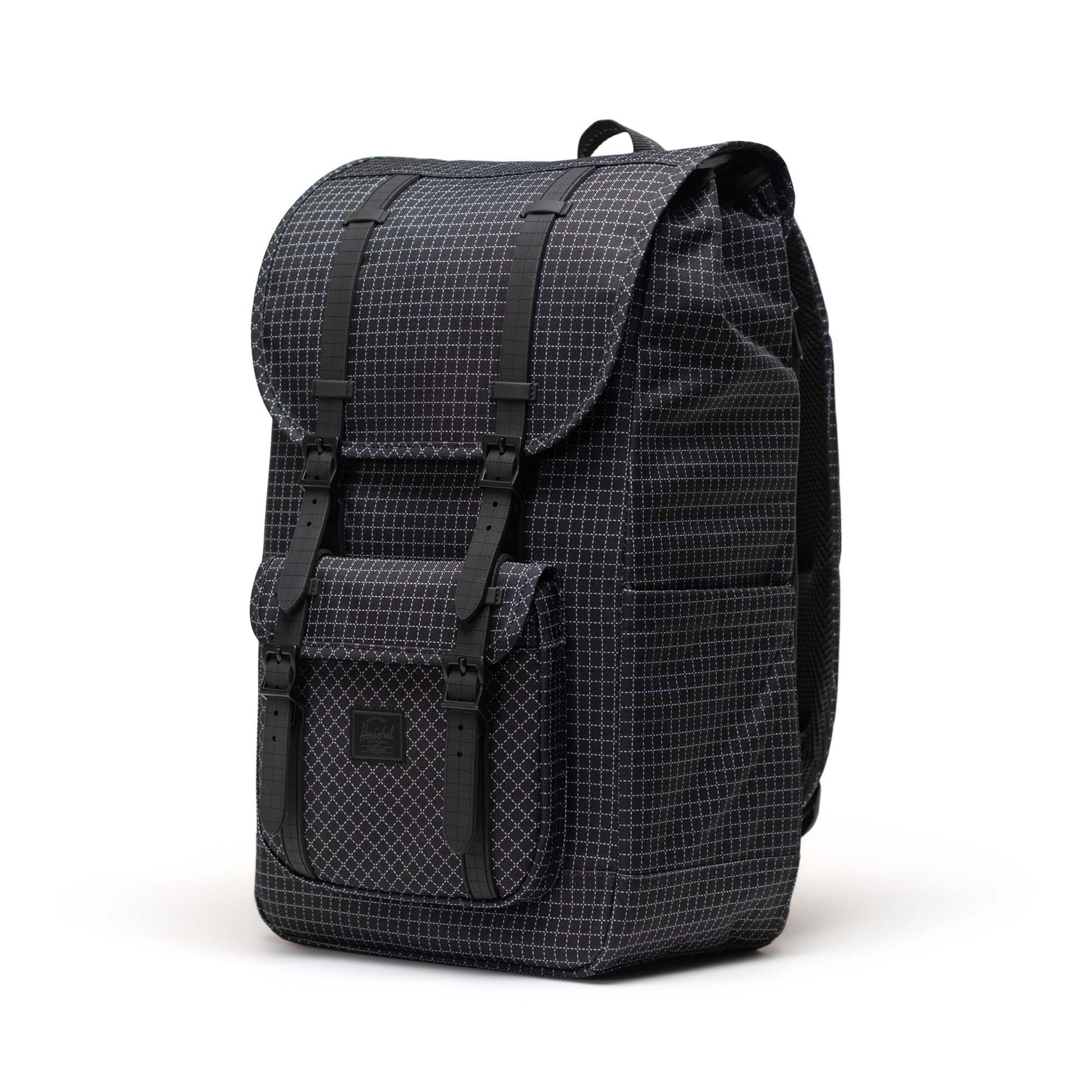 Grid Siyah Herschel Little America Su İtici Kumaş Sırt Çantası, 16" Laptop Uyumlu, 30 L
