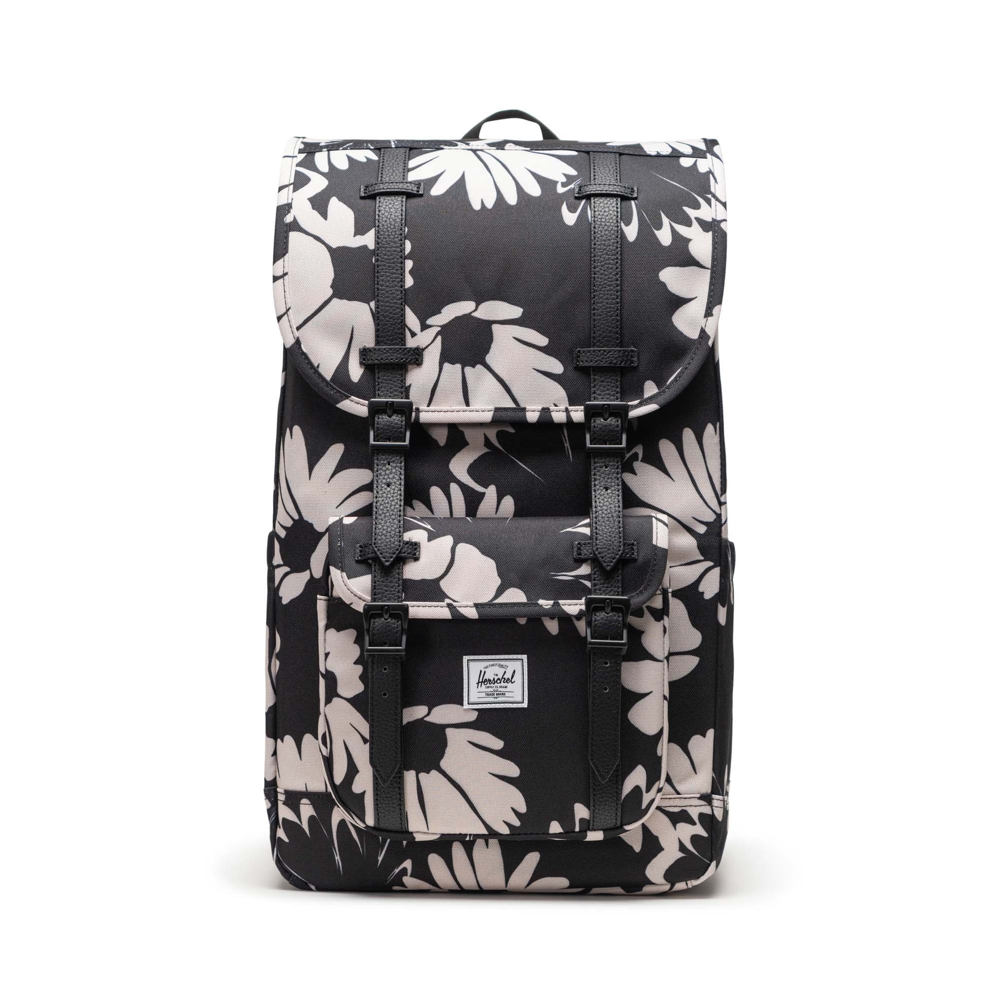 Papatya Siyah - Beyaz Herschel Little America Su İtici Kumaş Sırt Çantası, 16" Laptop Uyumlu, 30 L