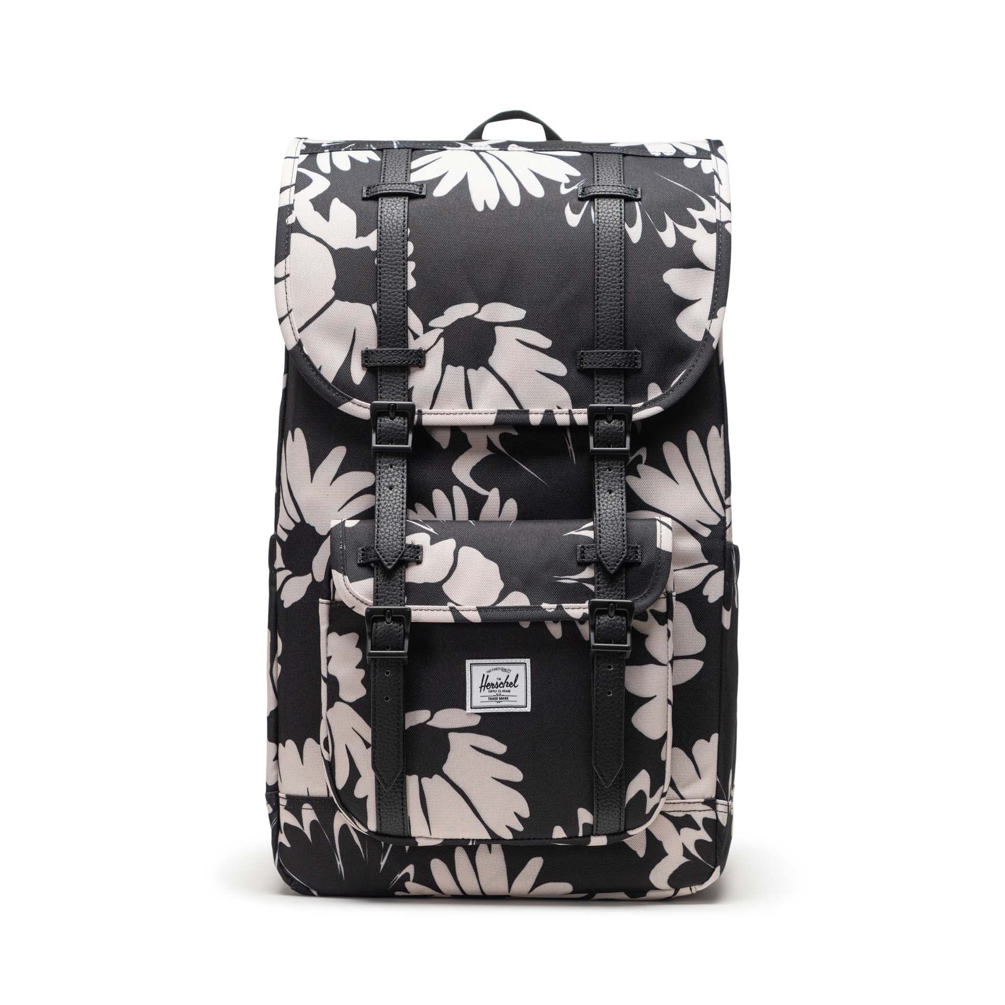 Papatya Siyah - Beyaz Herschel Little America Su İtici Kumaş Sırt Çantası, 16" Laptop Uyumlu, 30 L