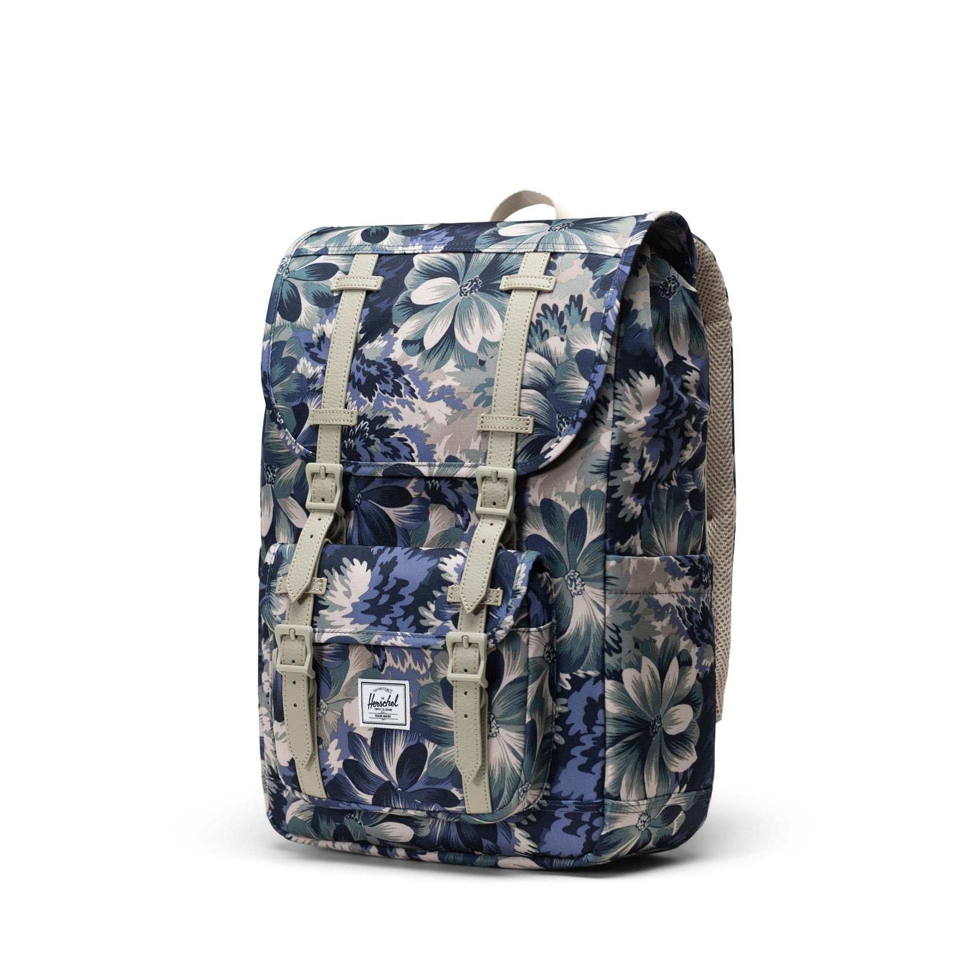 Çiçekli Lacivert - Siyah Herschel Little America Orta Boy Su İtici Kumaş Sırt Çantası, 16" Laptop Uyumlu, 21 L