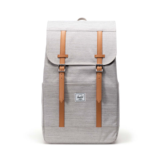 Kırçıllı Açık Gri Herschel Retreat Su İtici Kumaş 16" Laptop Uyumlu Mıknatıslı Kapama Sırt Çantası, 23 L