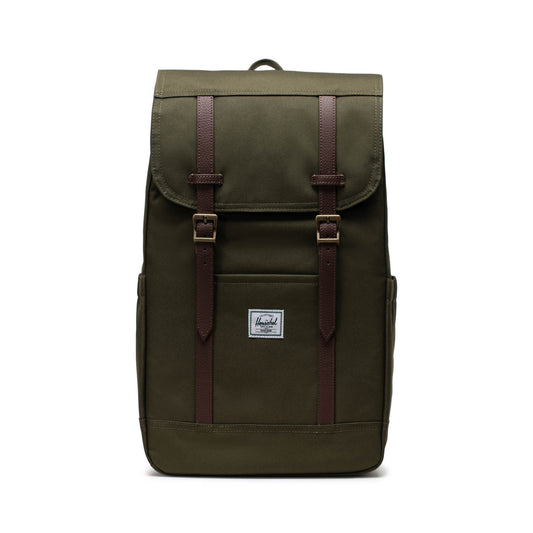 Haki Herschel Retreat Su İtici Kumaş 16" Laptop Uyumlu Mıknatıslı Kapama Sırt Çantası, 23 L