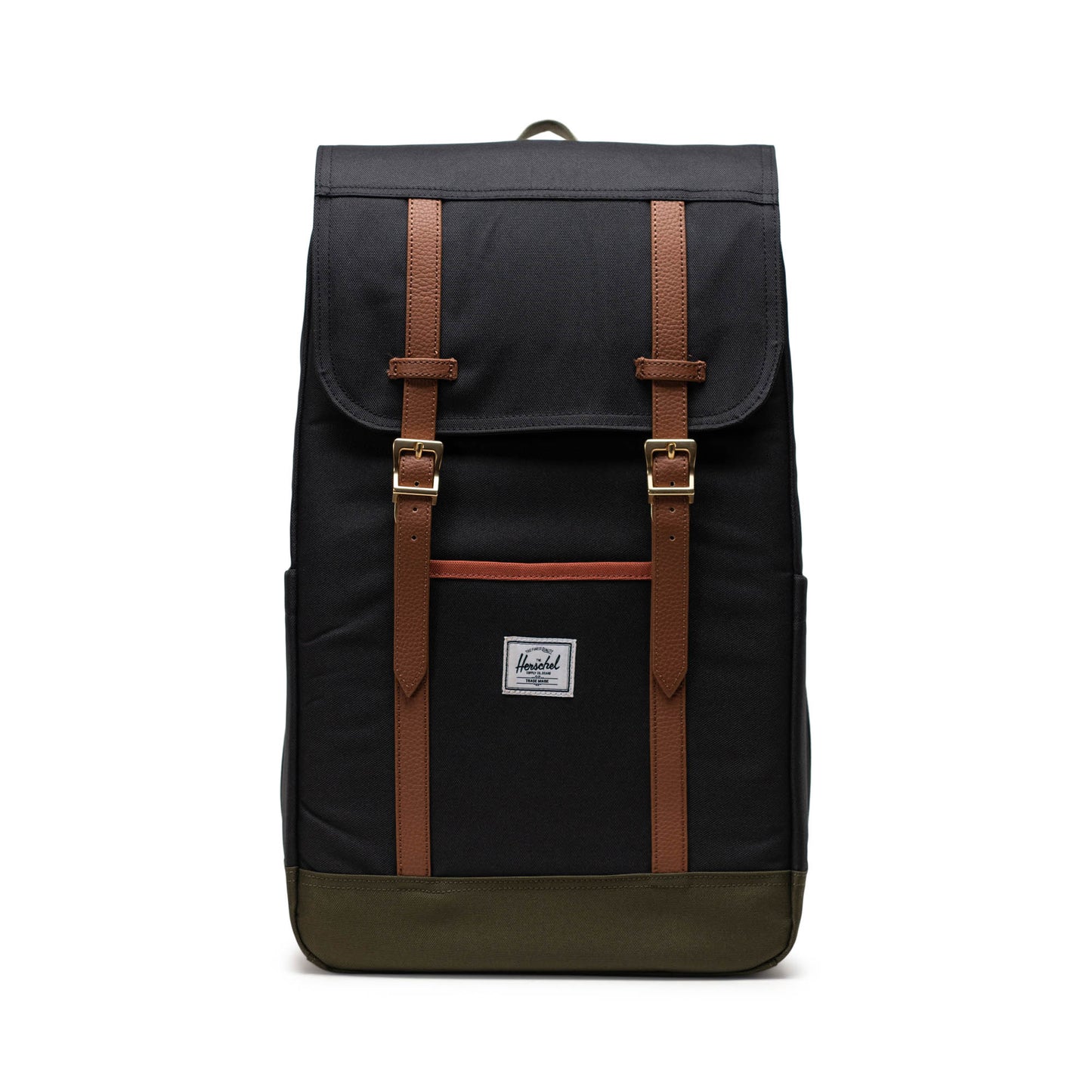 Siyah - Yeşil Herschel Retreat Su İtici Kumaş 16" Laptop Uyumlu Mıknatıslı Kapama Sırt Çantası, 23 L