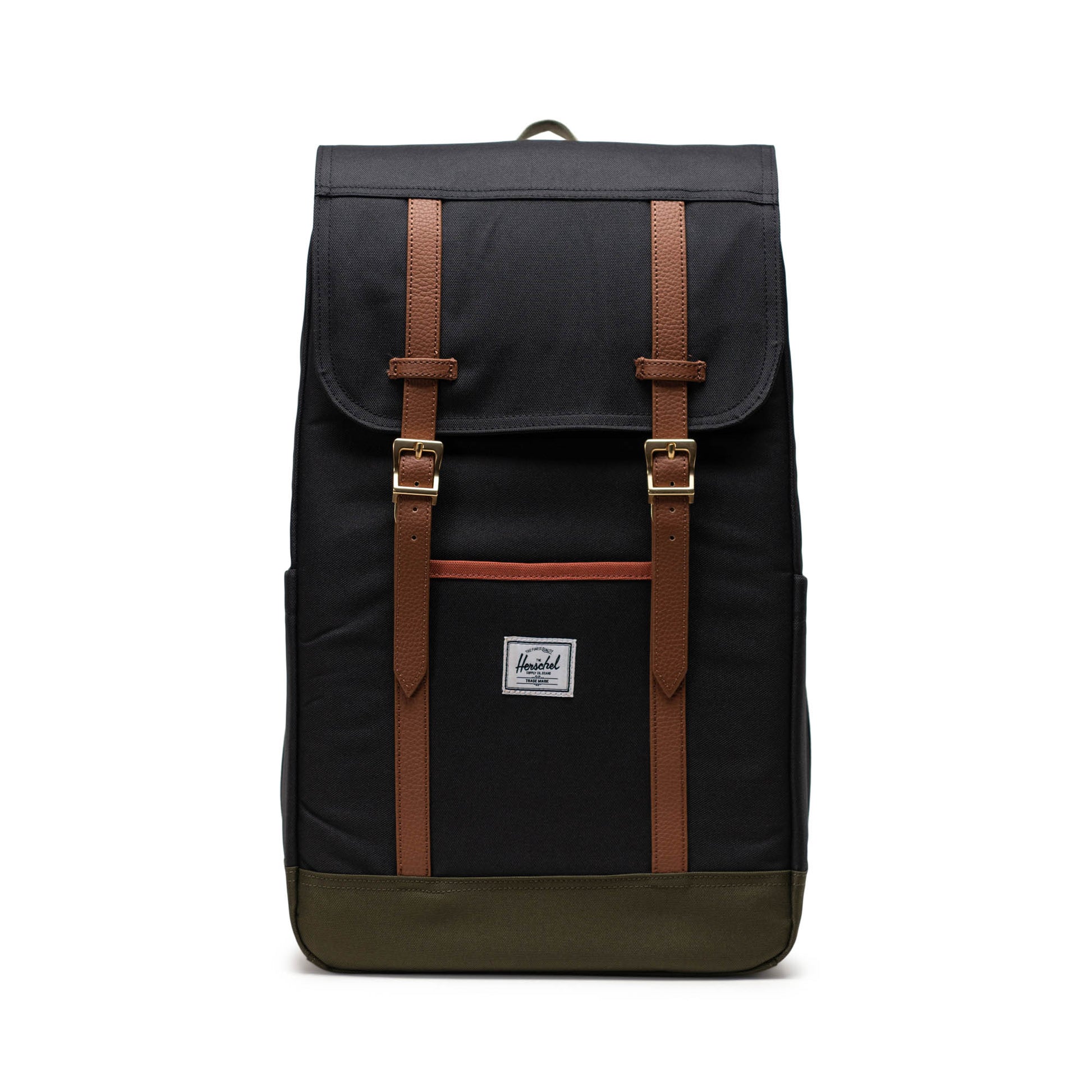 Siyah - Yeşil Herschel Retreat Su İtici Kumaş 16" Laptop Uyumlu Mıknatıslı Kapama Sırt Çantası, 23 L