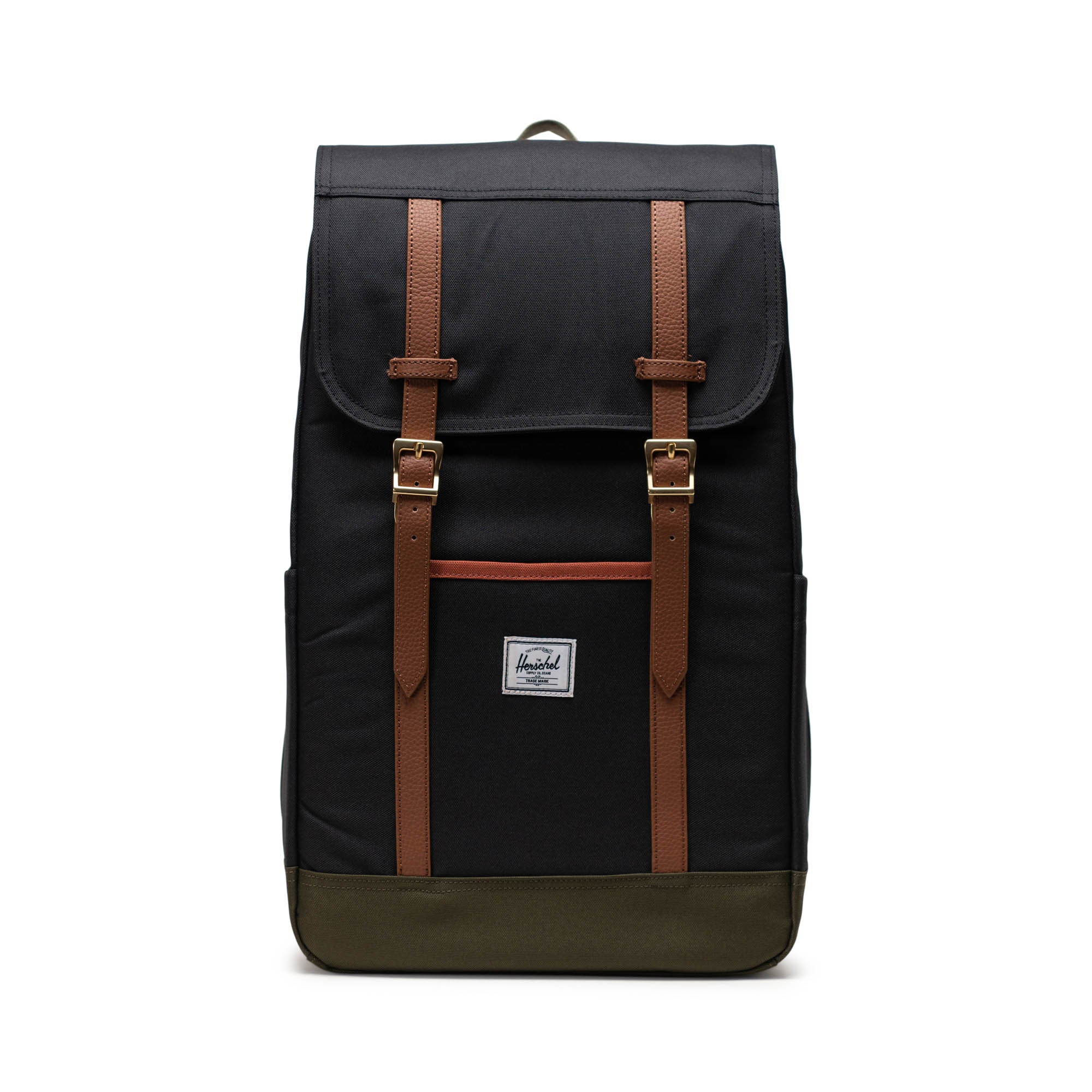 Siyah - Yeşil Herschel Retreat Su İtici Kumaş 16" Laptop Uyumlu Mıknatıslı Kapama Sırt Çantası, 23 L