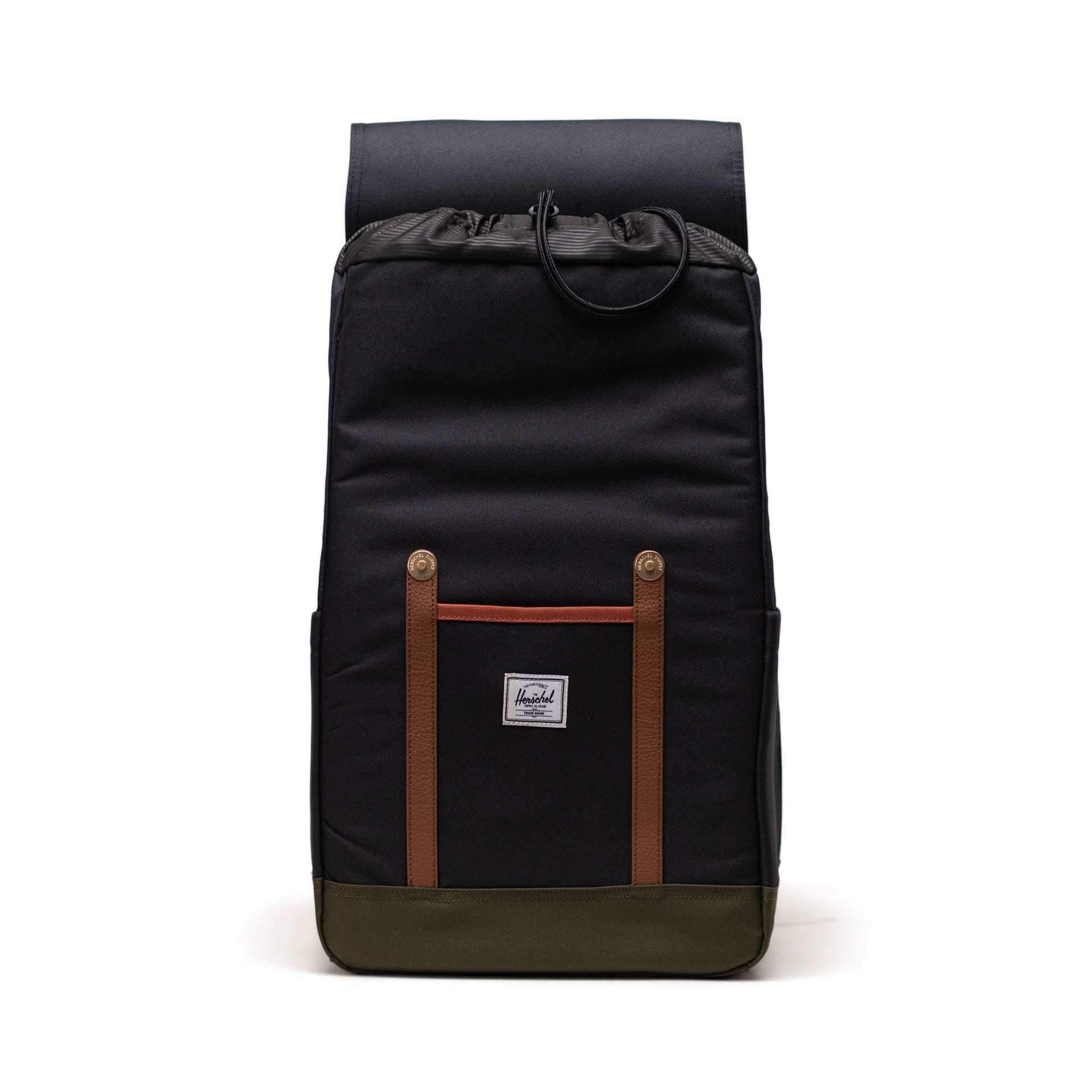 Siyah - Yeşil Herschel Retreat Su İtici Kumaş 16" Laptop Uyumlu Mıknatıslı Kapama Sırt Çantası, 23 L