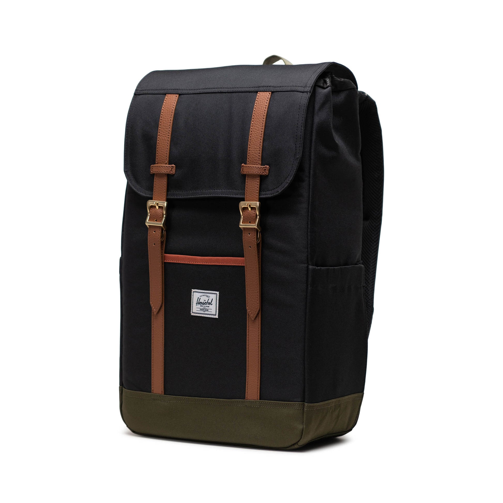 Siyah - Yeşil Herschel Retreat Su İtici Kumaş 16" Laptop Uyumlu Mıknatıslı Kapama Sırt Çantası, 23 L