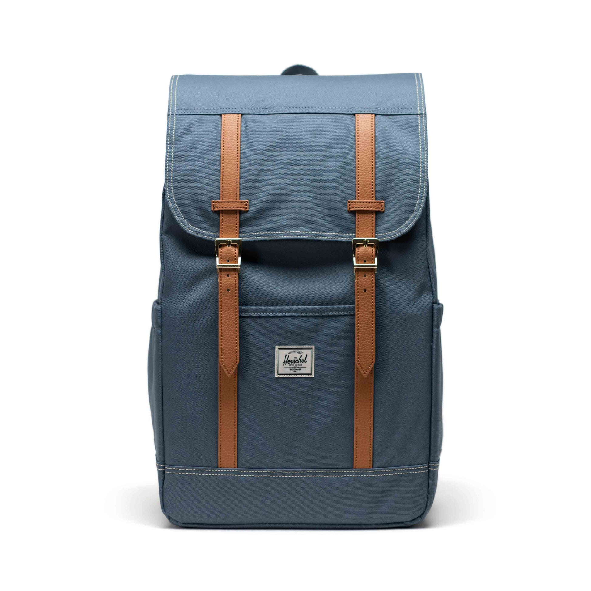 Dikişli Buğulu Mavi Herschel Retreat Su İtici Kumaş 16" Laptop Uyumlu Mıknatıslı Kapama Sırt Çantası, 23 L