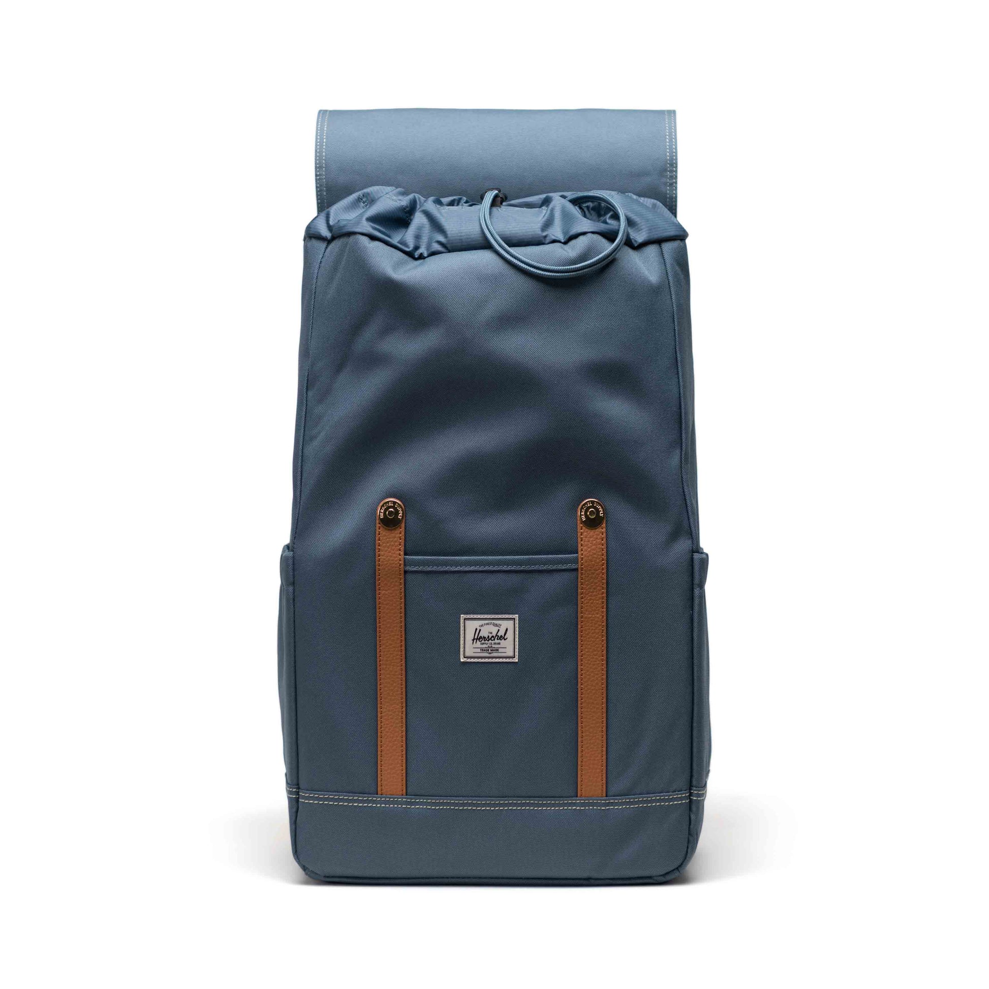 Dikişli Buğulu Mavi Herschel Retreat Su İtici Kumaş 16" Laptop Uyumlu Mıknatıslı Kapama Sırt Çantası, 23 L