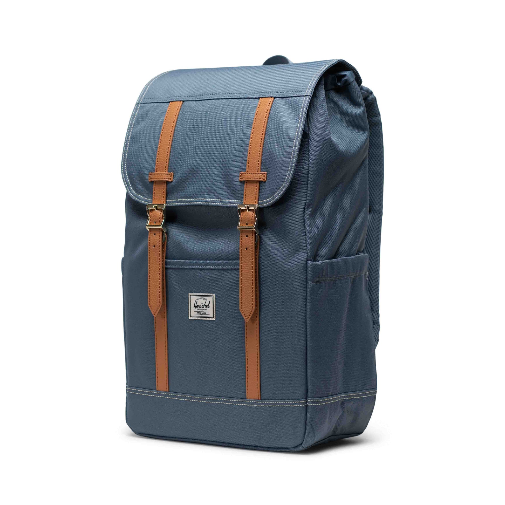 Dikişli Buğulu Mavi Herschel Retreat Su İtici Kumaş 16" Laptop Uyumlu Mıknatıslı Kapama Sırt Çantası, 23 L