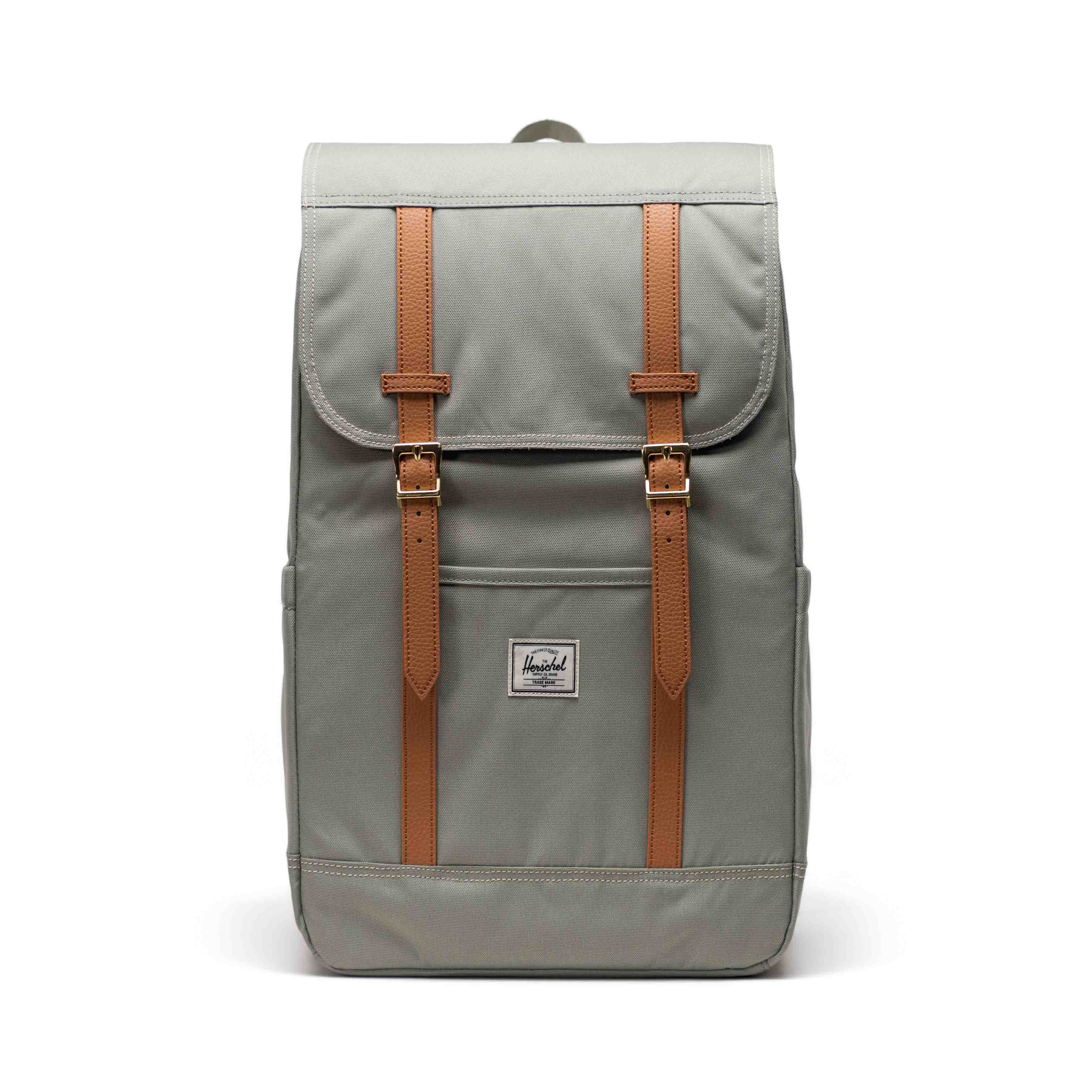 Puslu Yeşil Herschel Retreat Su İtici Kumaş 16" Laptop Uyumlu Mıknatıslı Kapama Sırt Çantası, 23 L