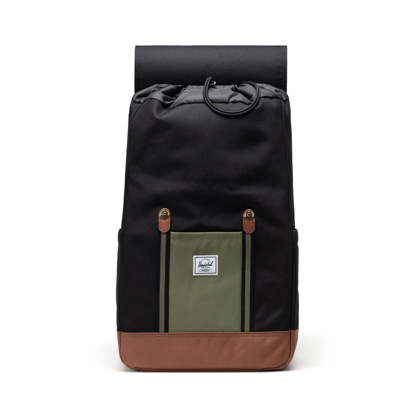 Siyah - Canlı Yeşil - Taba Herschel Retreat Su İtici Kumaş 16" Laptop Uyumlu Mıknatıslı Kapama Sırt Çantası, 23 L