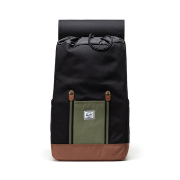 Siyah - Canlı Yeşil - Taba Herschel Retreat Su İtici Kumaş 16" Laptop Uyumlu Mıknatıslı Kapama Sırt Çantası, 23 L