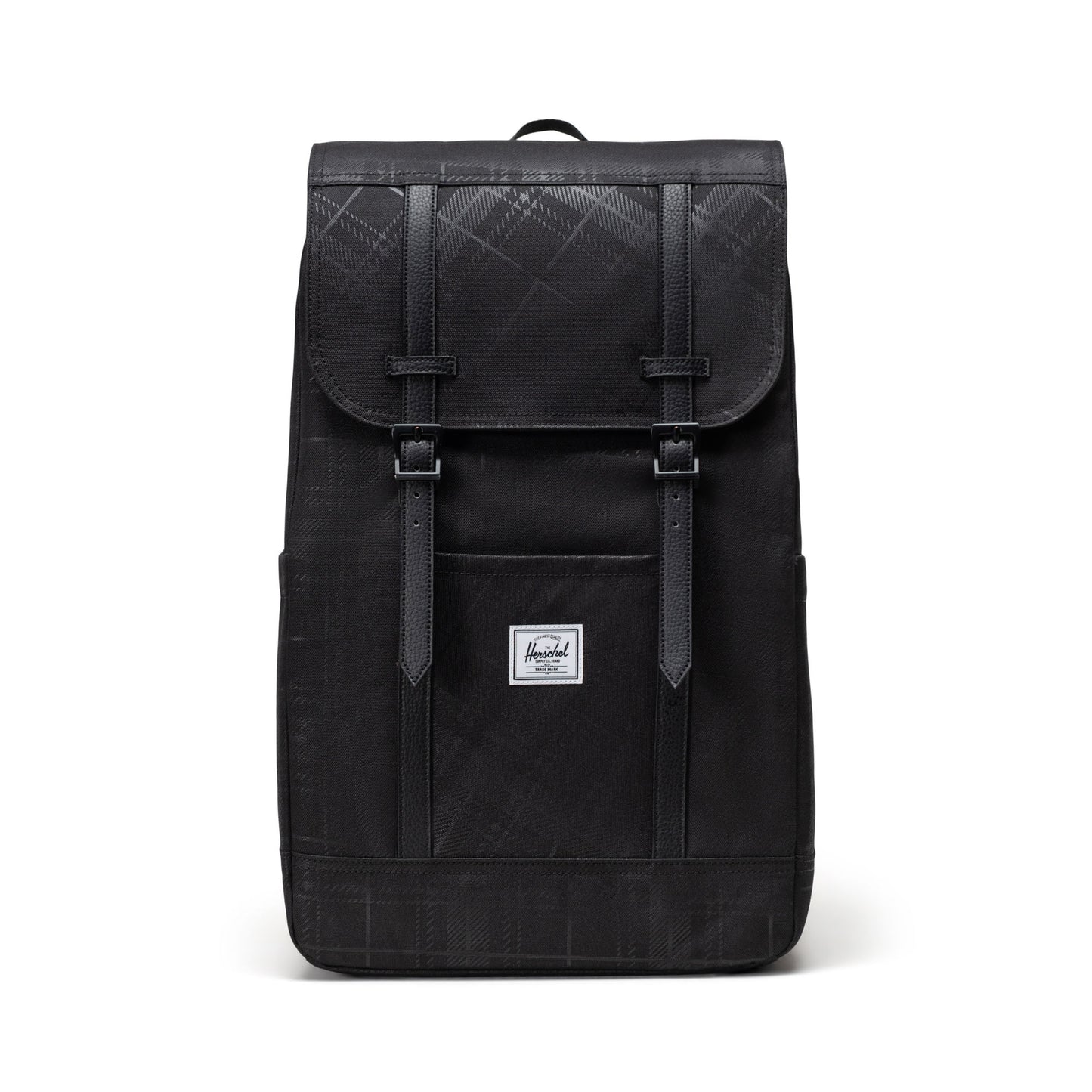Siyah Gofre Ekose Herschel Retreat Su İtici Kumaş 16" Laptop Uyumlu Mıknatıslı Kapama Sırt Çantası, 23 L