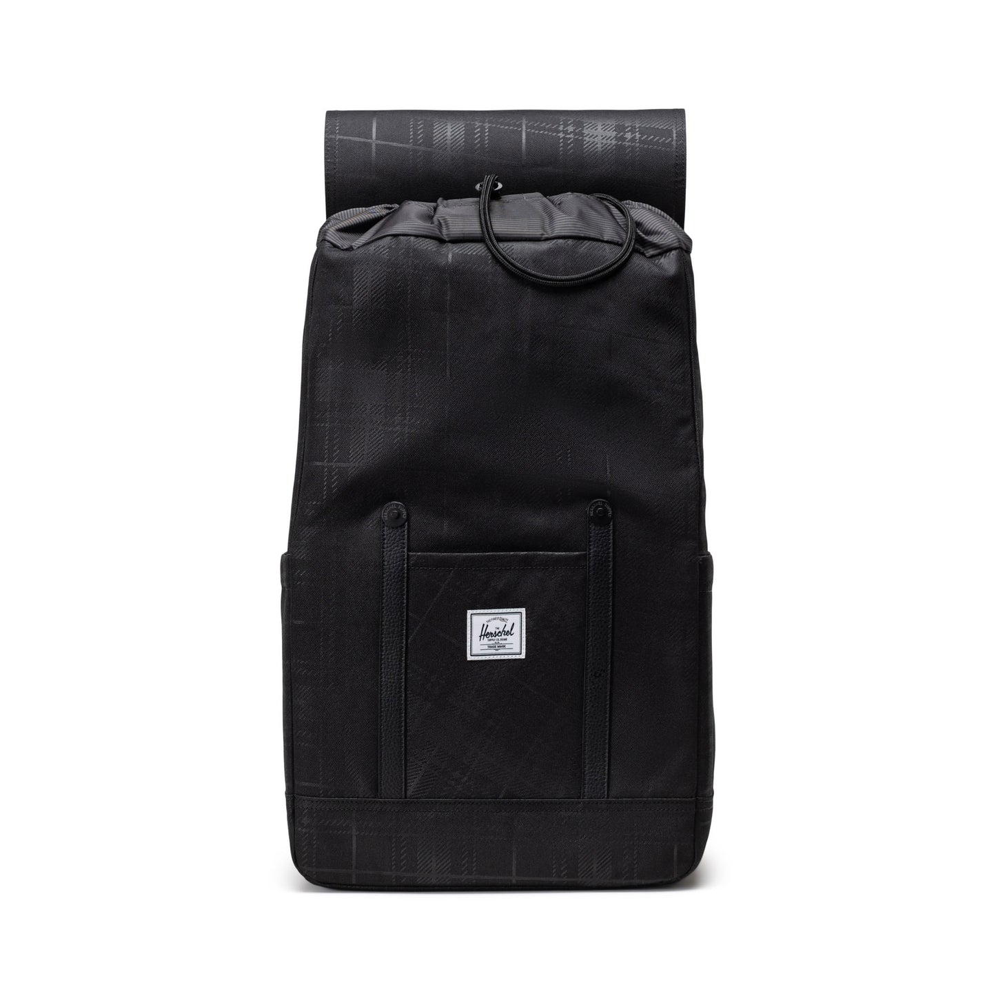 Siyah Gofre Ekose Herschel Retreat Su İtici Kumaş 16" Laptop Uyumlu Mıknatıslı Kapama Sırt Çantası, 23 L