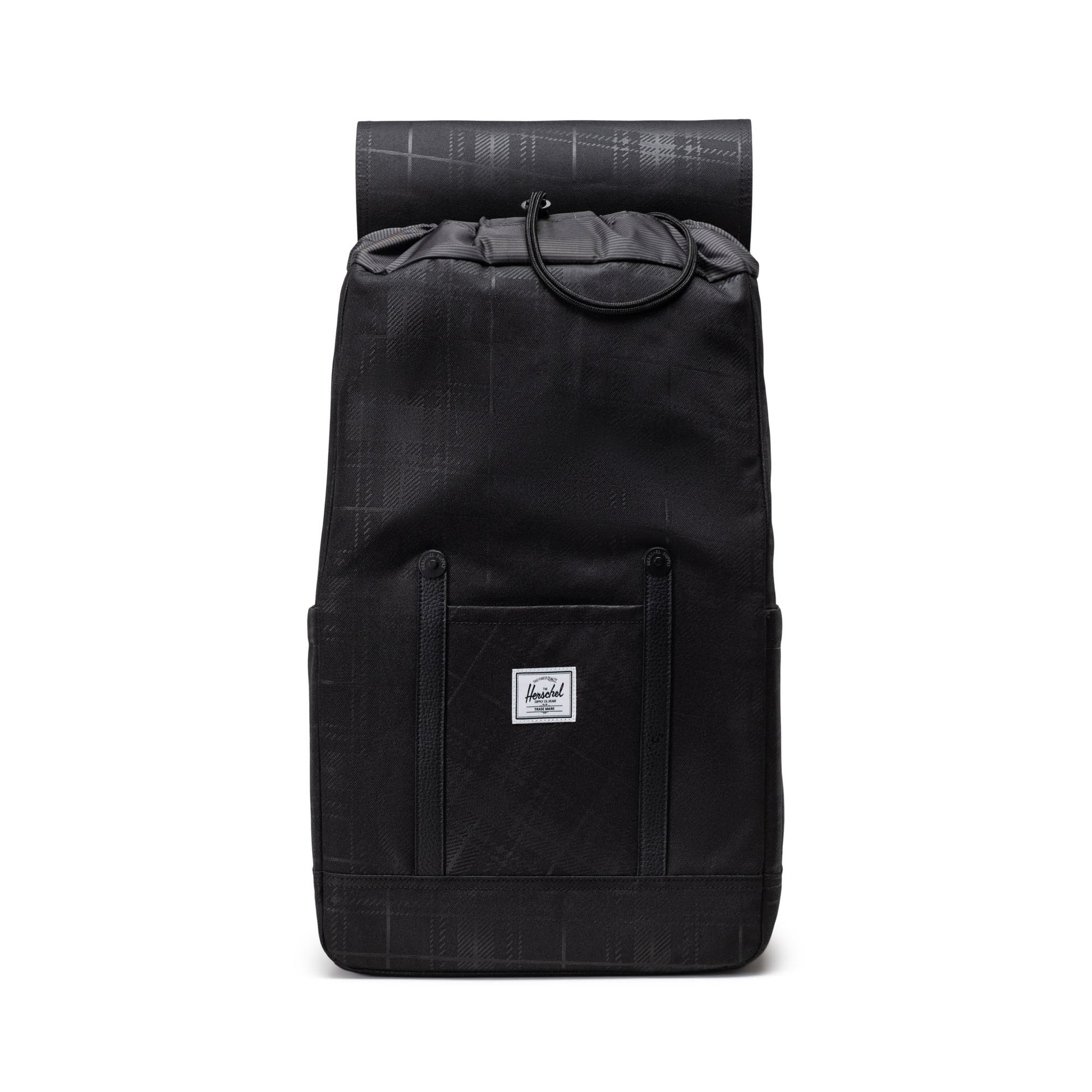 Siyah Gofre Ekose Herschel Retreat Su İtici Kumaş 16" Laptop Uyumlu Mıknatıslı Kapama Sırt Çantası, 23 L