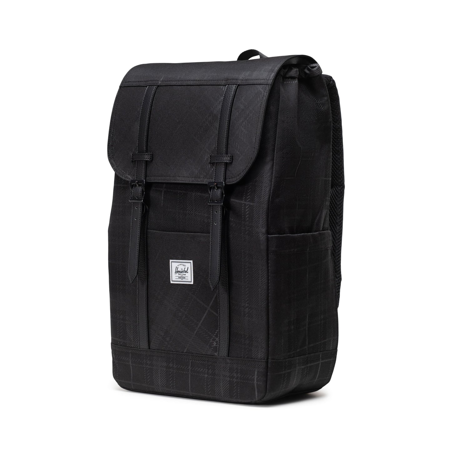 Siyah Gofre Ekose Herschel Retreat Su İtici Kumaş 16" Laptop Uyumlu Mıknatıslı Kapama Sırt Çantası, 23 L