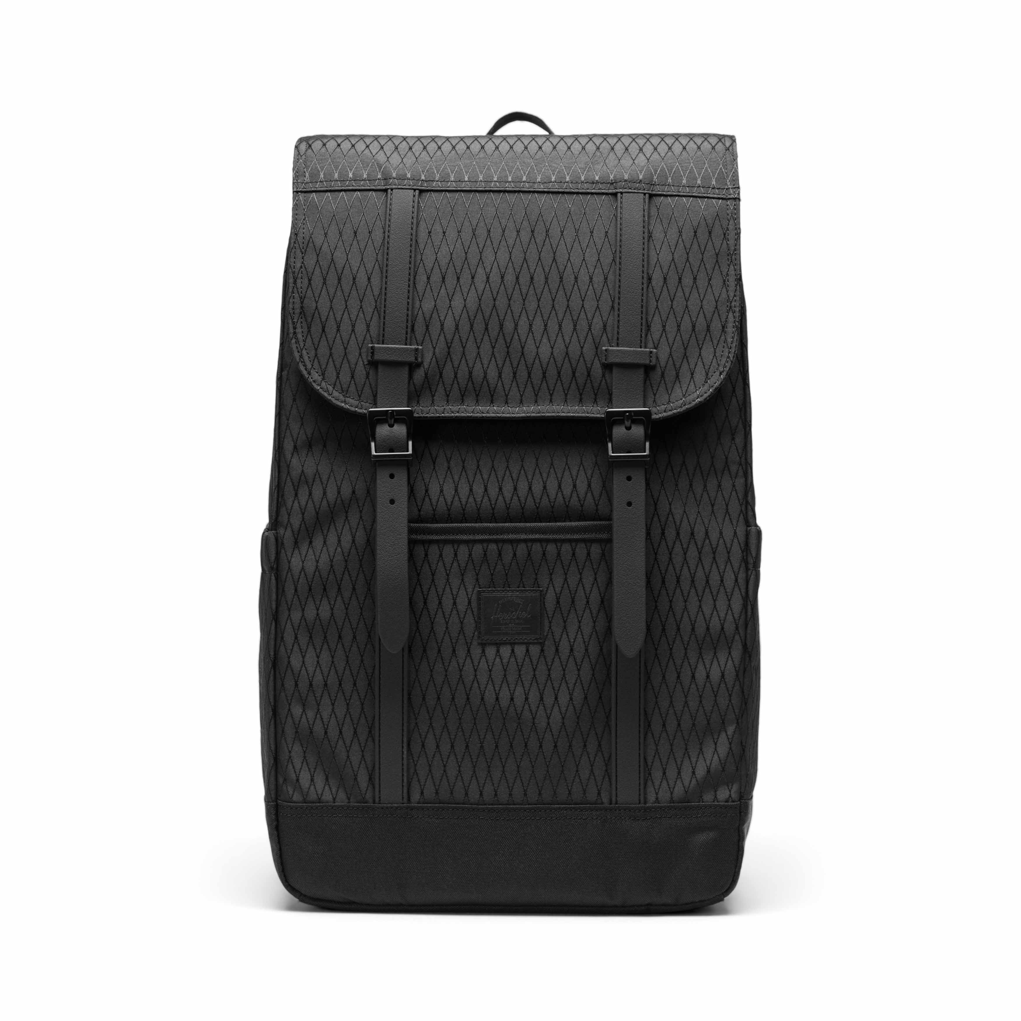 Elmas Dokulu Siyah Herschel Retreat Su İtici Kumaş 16" Laptop Uyumlu Mıknatıslı Kapama Sırt Çantası, 23 L