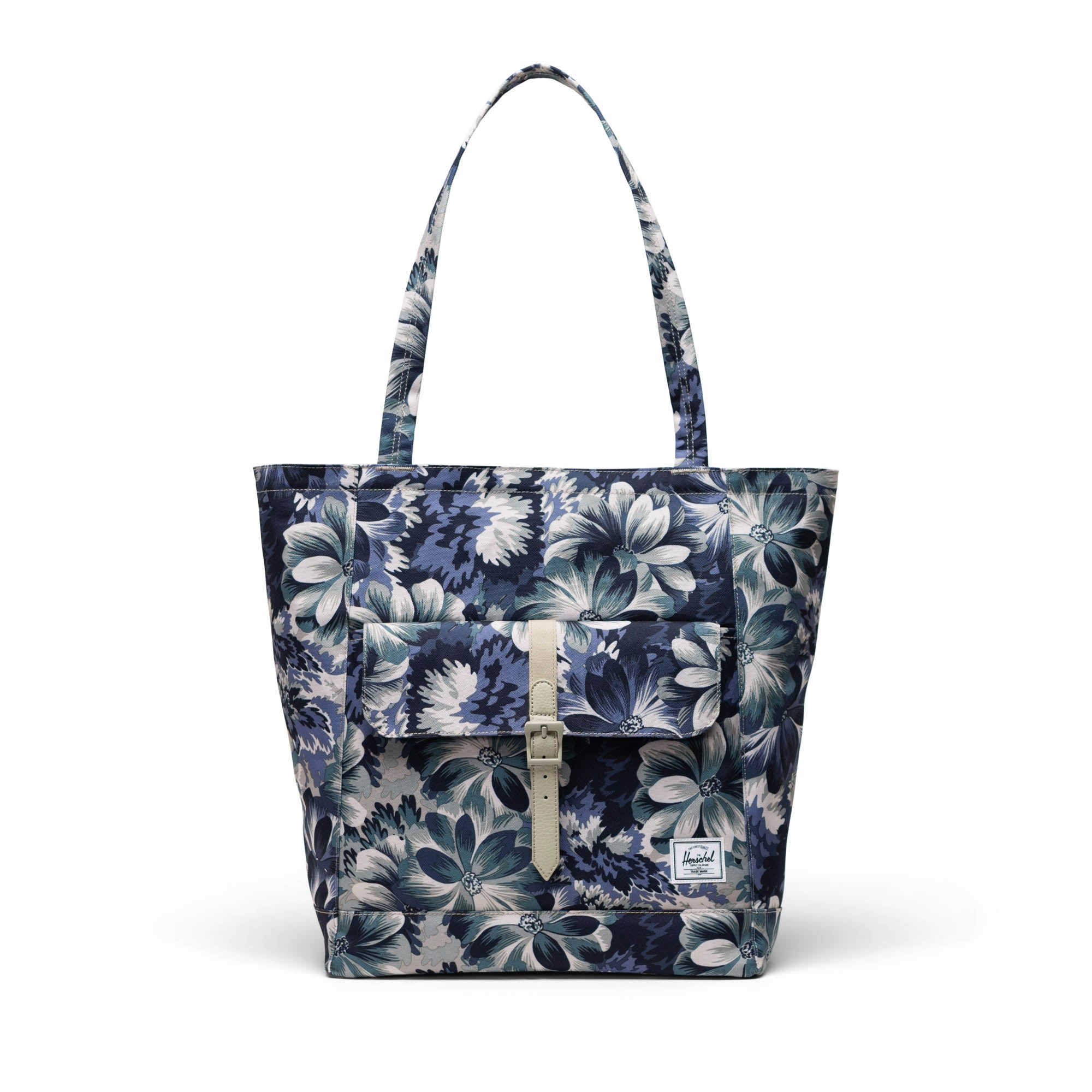 Çiçekli Lacivert - Siyah Herschel Retreat Tote Omuz Çantası Su İtici Kumaş Omuz Çantası, 20 L