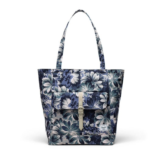 Çiçekli Lacivert - Siyah Herschel Retreat Tote Omuz Çantası Su İtici Kumaş Omuz Çantası, 20 L