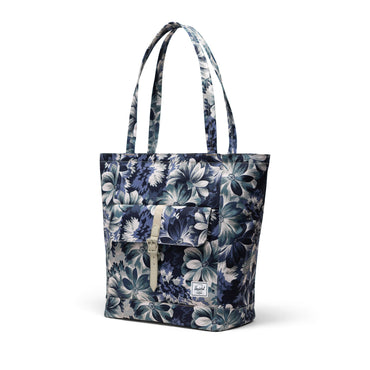 Çiçekli Lacivert - Siyah Herschel Retreat Tote Omuz Çantası Su İtici Kumaş Omuz Çantası, 20 L