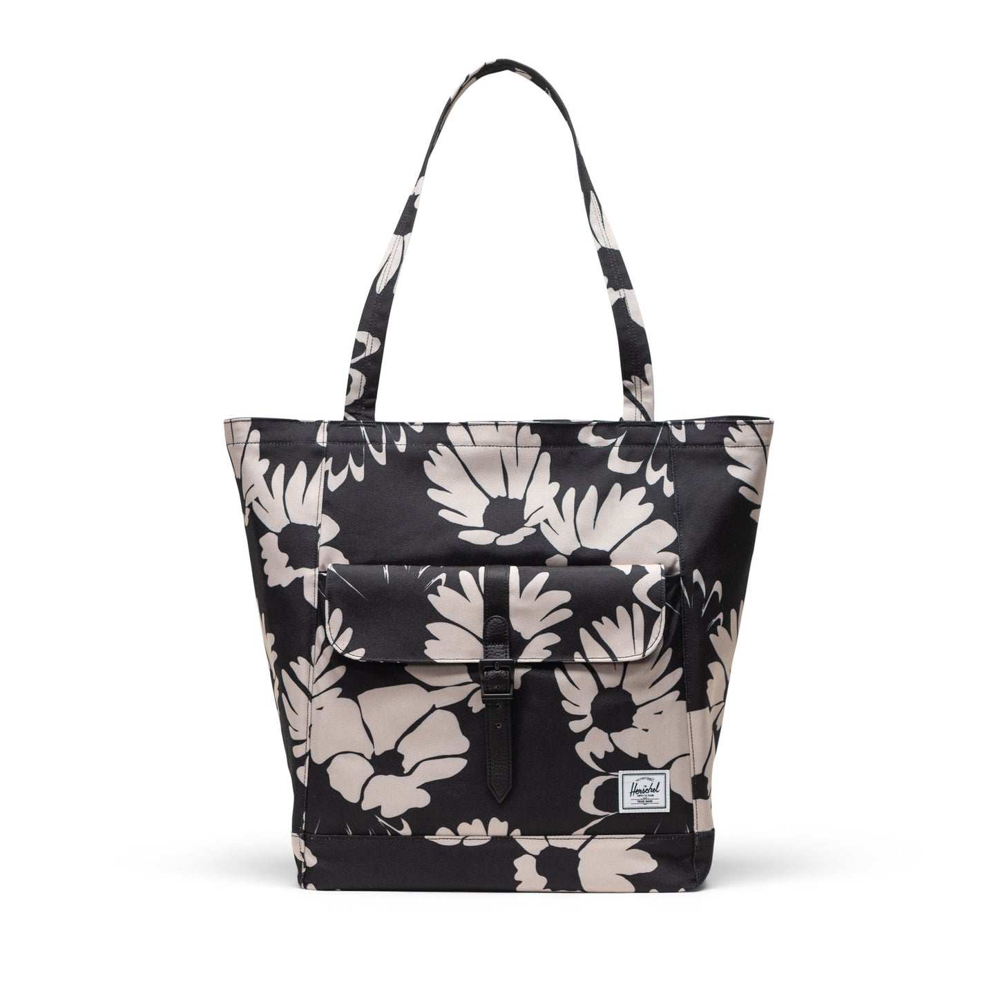 Papatya Siyah - Beyaz Herschel Retreat Tote Omuz Çantası Su İtici Kumaş Omuz Çantası, 20 L